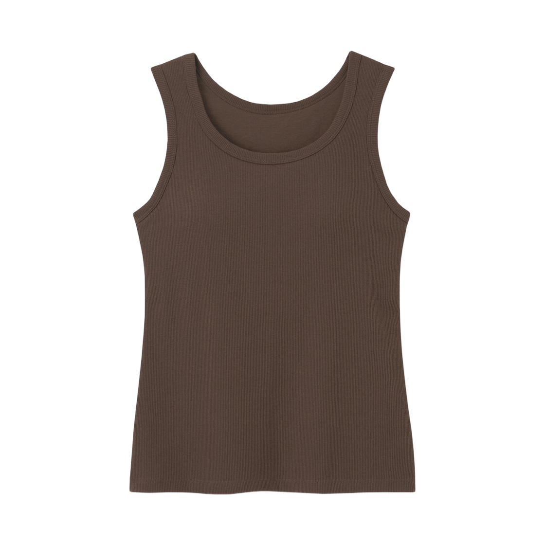 360325-38 (W) GU Bra-Feel Ribbed Tank Top Dark Brown