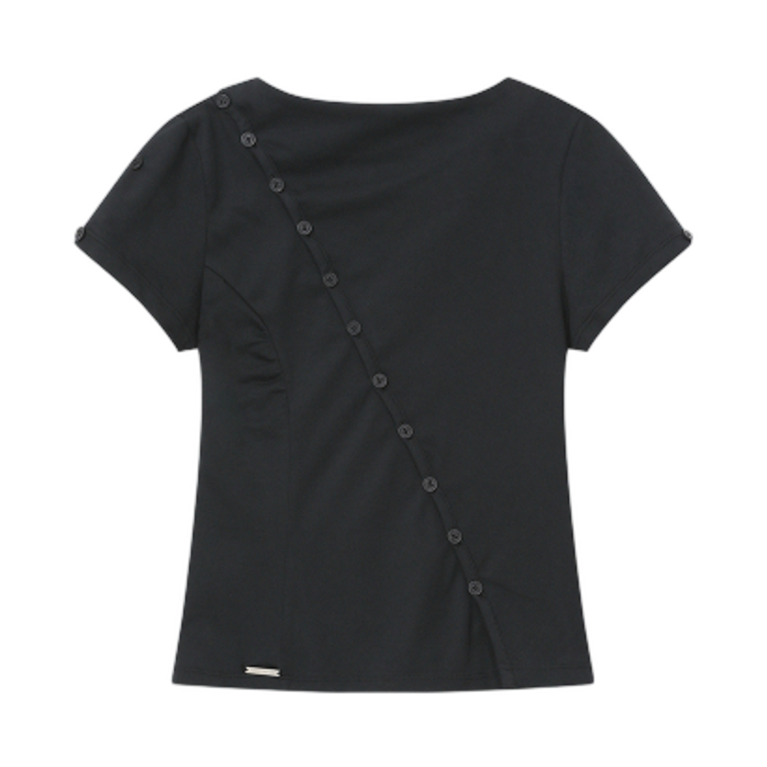 (W) 미세키서울 다이애그널 오픈 숏슬리브 블랙((W) Miseki Seoul Diagonal Open Short Sleeve Black)