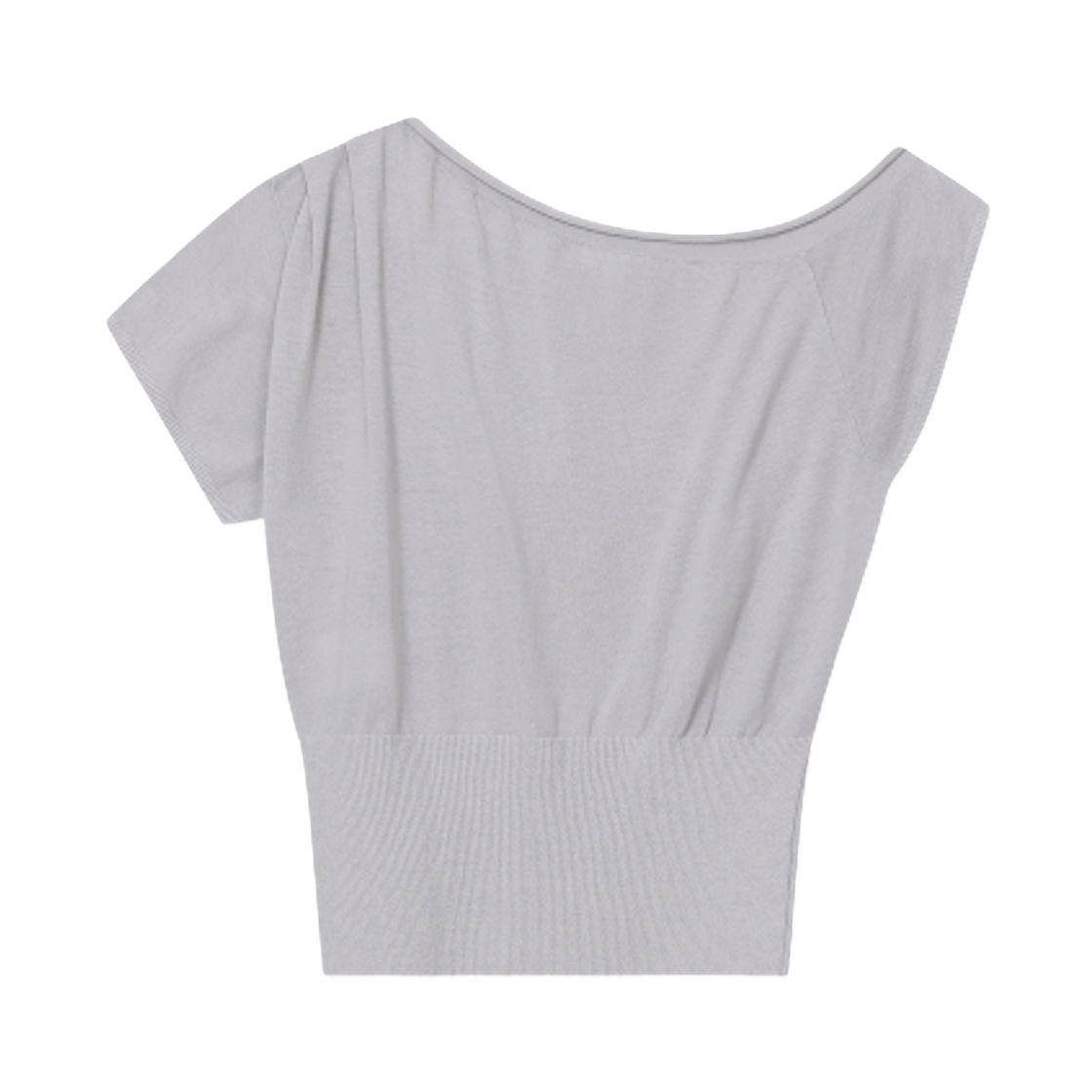 (W) 미세키서울 원 숄더 시어 니트 탑 그레이((W) Miseki Seoul One Shoulder Sheer Knit Top Grey) - 2