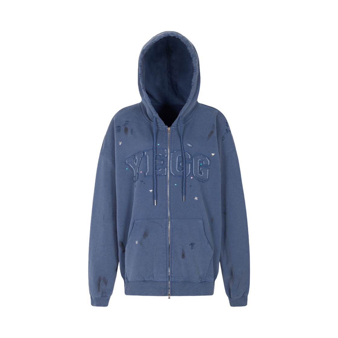 예그 디스트로이드 예그 후디 블루(YEGG Destroyed YEGG Hoodie Blue) - 1
