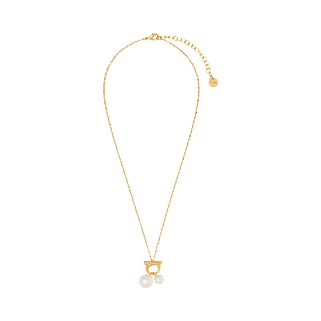 760806-780390 Ferragamo Double Pearl Necklace Gold