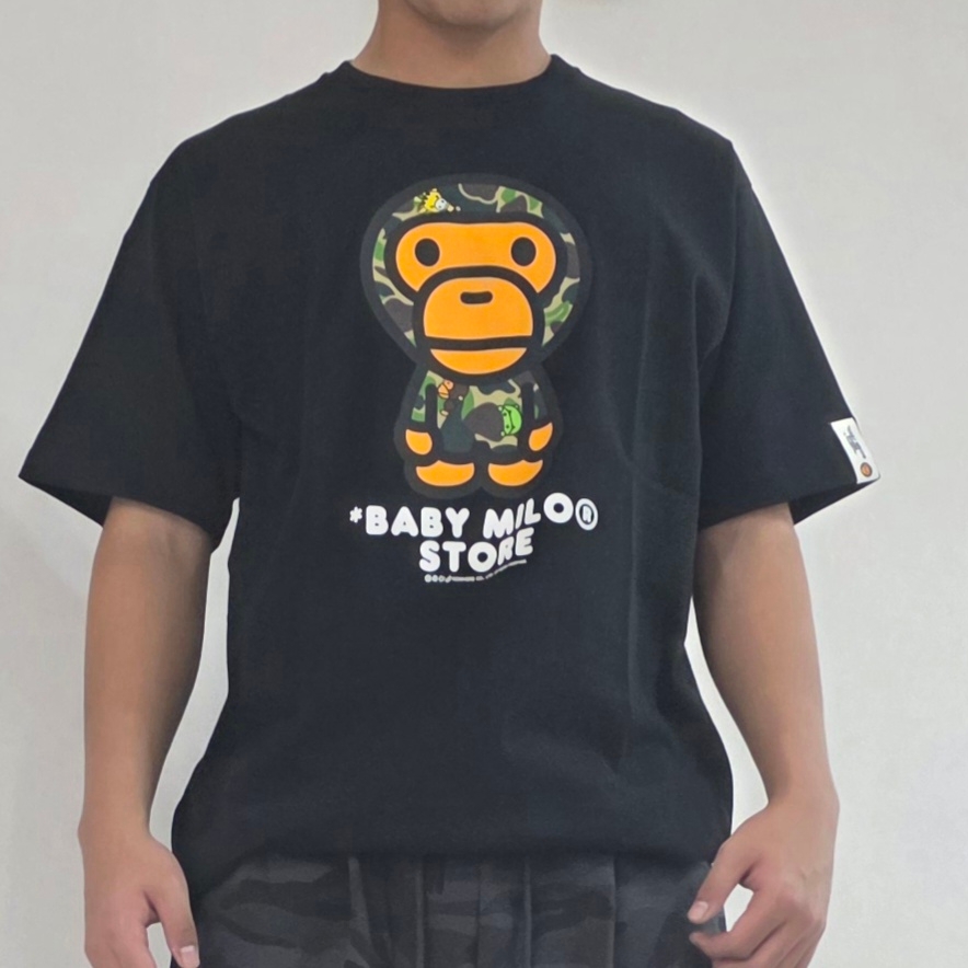 (W) BAPE Milo Regular Fit T-Shirt Black 착용 스타일