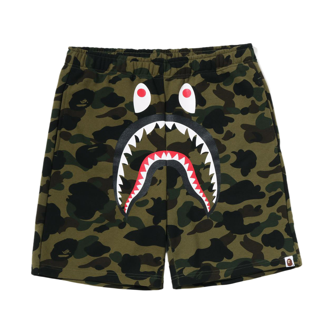 베이프 퍼스트 카모 샤크 스웨트 쇼츠 그린(BAPE 1st Camo Shark Sweat Shorts Green)