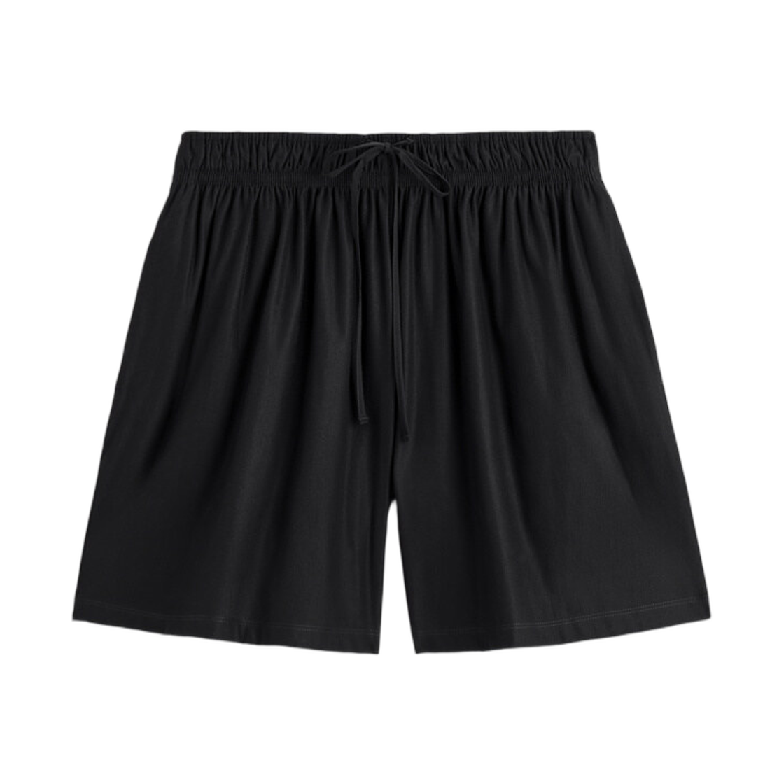 (W) 코스 루쉬 웨이스트 엘라스틱 쇼츠 블랙((W) COS Ruched Waist Elastic Shorts Black)