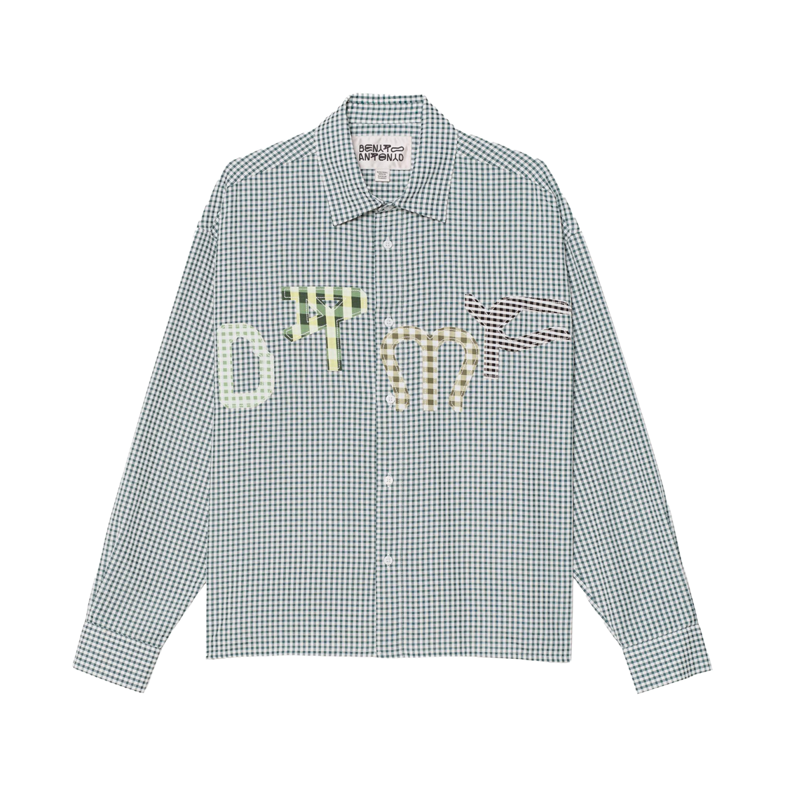 자라 x 배드 버니 패치워크 체크 셔츠 DTMF 화이트 그린(Zara x Bad Bunny Patchwork Check Shirt DTMF White Green)