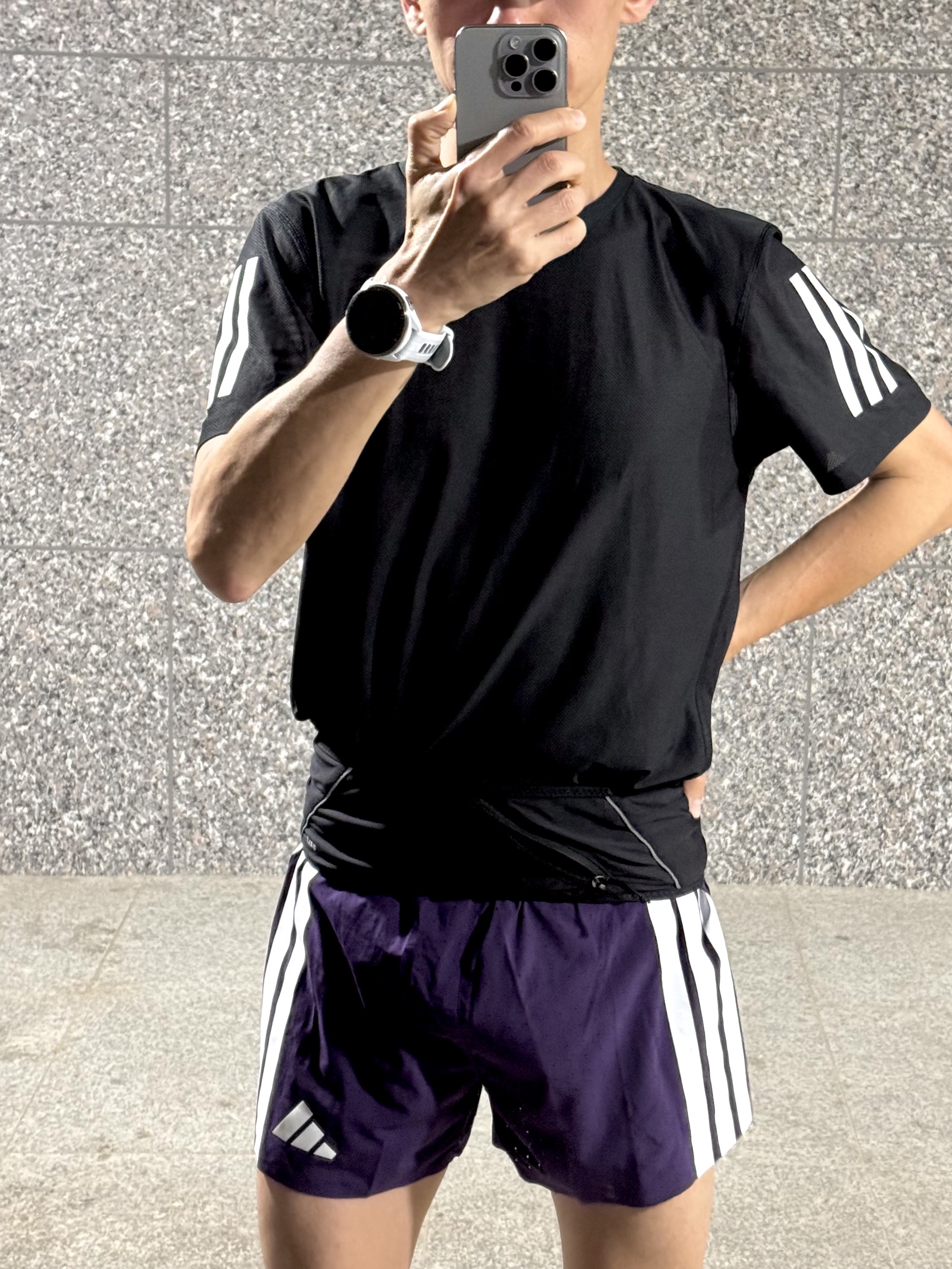 Adidas Adizero Running Split Shorts Black - KR Sizing, Adidas Hyperboost Edge Cloud White Pure Ruby 착용 스타일 - 2