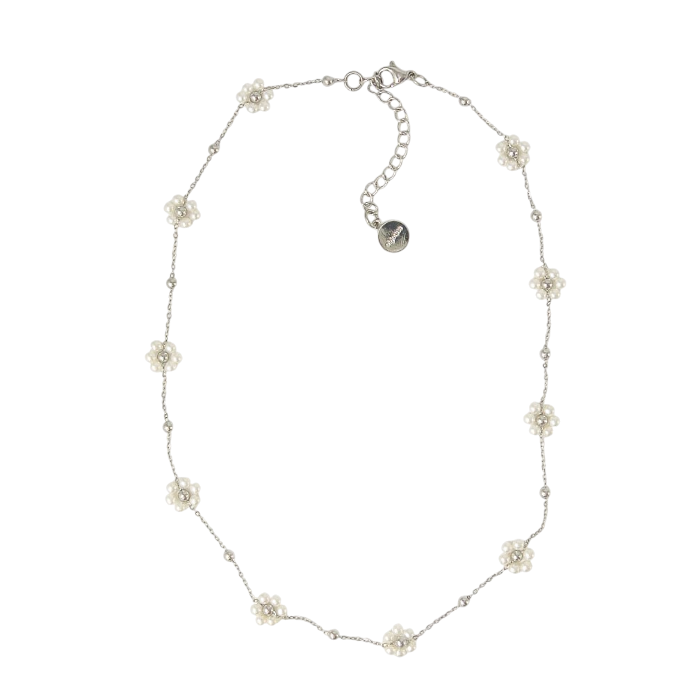 오브제213 펄 플라워 라인 넥클리스(OBJET213 Pearl flower line necklace)