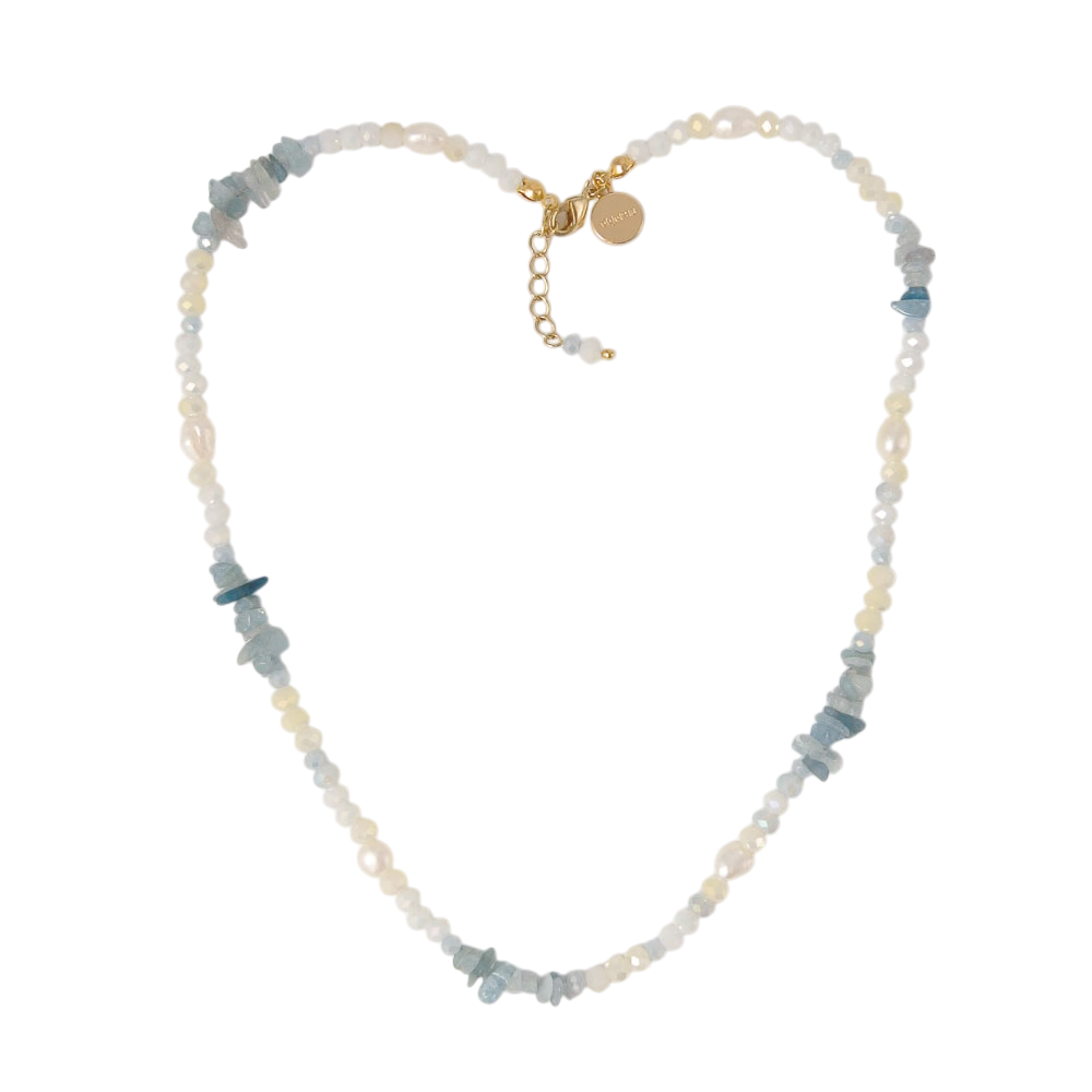 오브제213 지그재그 아쿠아 내츄럴 스톤 넥클리스(OBJET213 Zigzag Aqua Natural Stone Necklace) - 1