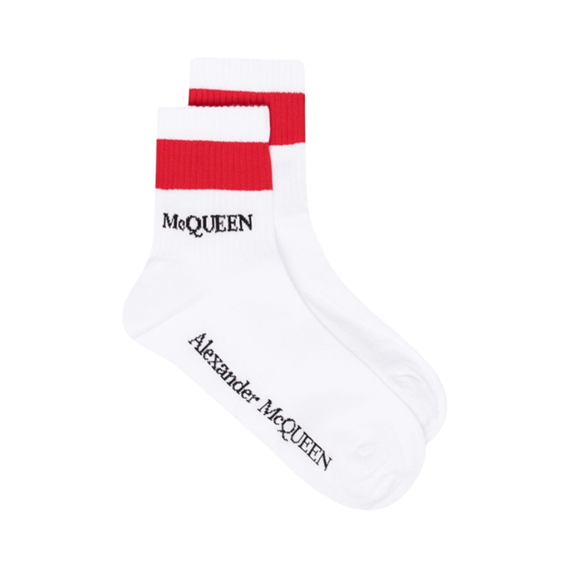 (W) 알렉산더 맥퀸 스트레치 코튼 삭스 화이트 레드((W) Alexander McQueen Stretch Cotton Socks White Red) - 1