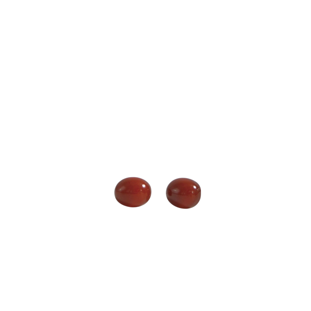오브제213 오벌 자마노 원석 스터드 귀걸이(OBJET213 Oval carnelian gemstone stud earrings) - 1