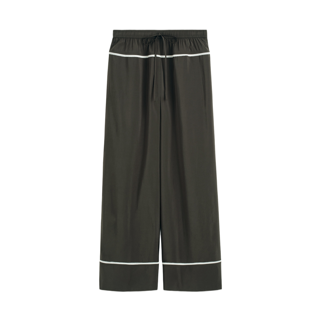 (W) 코스 컨트래스트 파이핑 스트레이트 레그 트라우저 다크 그린((W) COS Contrast Piping Straight Leg Trousers Dark Green)