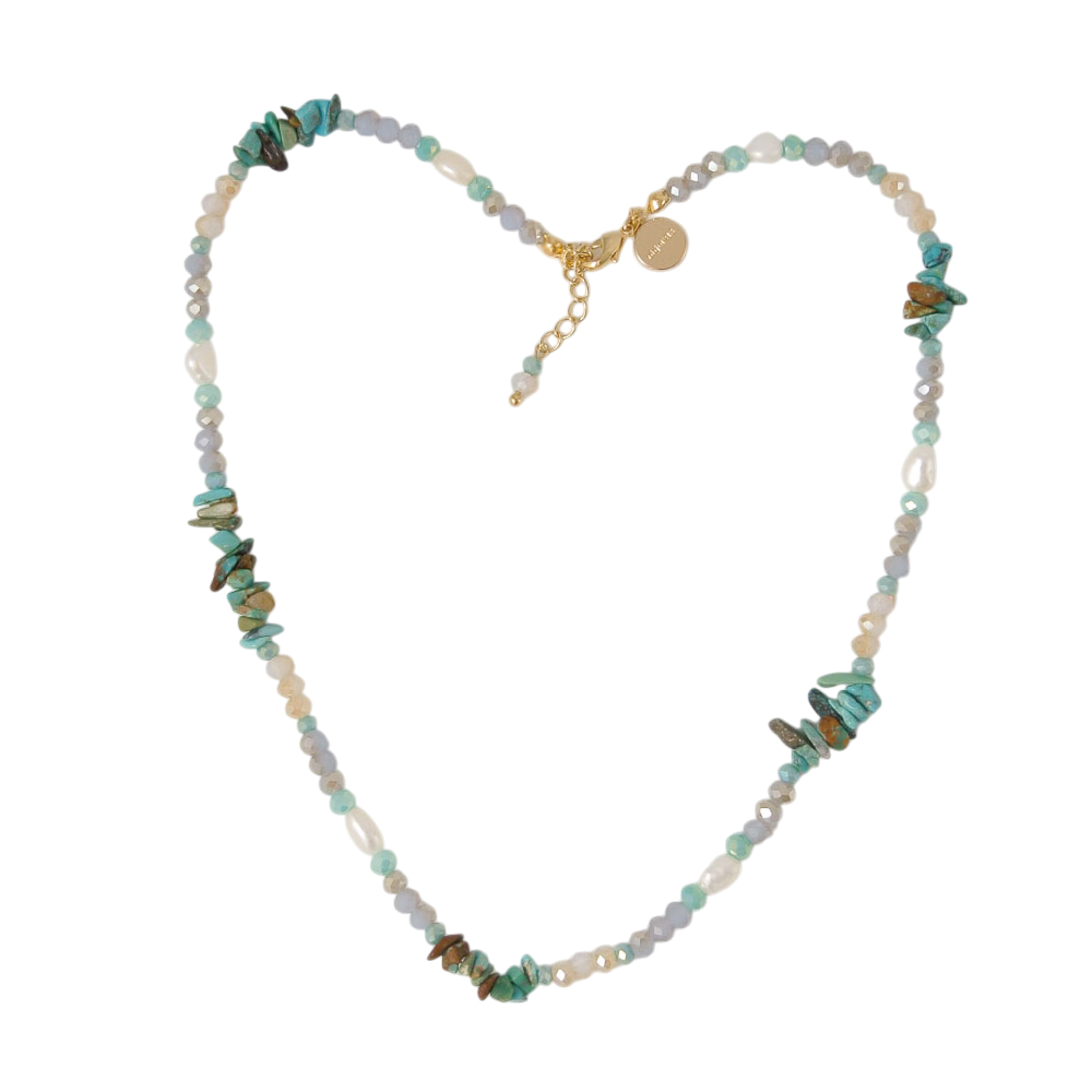 오브제213 지그재그 터쿼이즈 내츄럴 스톤 넥클리스(OBJET213 Zigzag Turquoise Natural Stone Necklace)