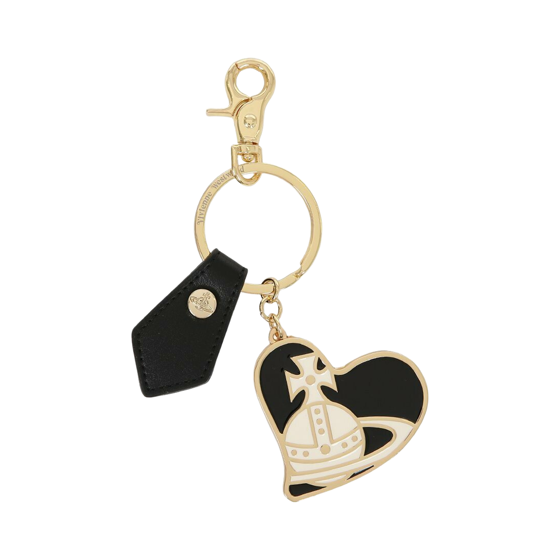 8203012UU-OM002H-N401 Vivienne Westwood Orb Logo Heart Keyring Black