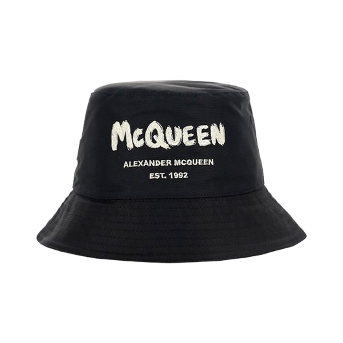 알렉산더 맥퀸 그래피티 버킷햇 블랙 아이보리(Alexander McQueen Graffiti Bucket Hat Black Ivory)