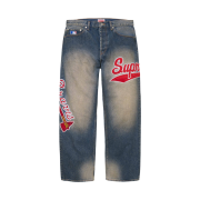 Supreme Mitchell & Ness Atlanta Braves Loose Fit Jean Washed Indigo - 26SS