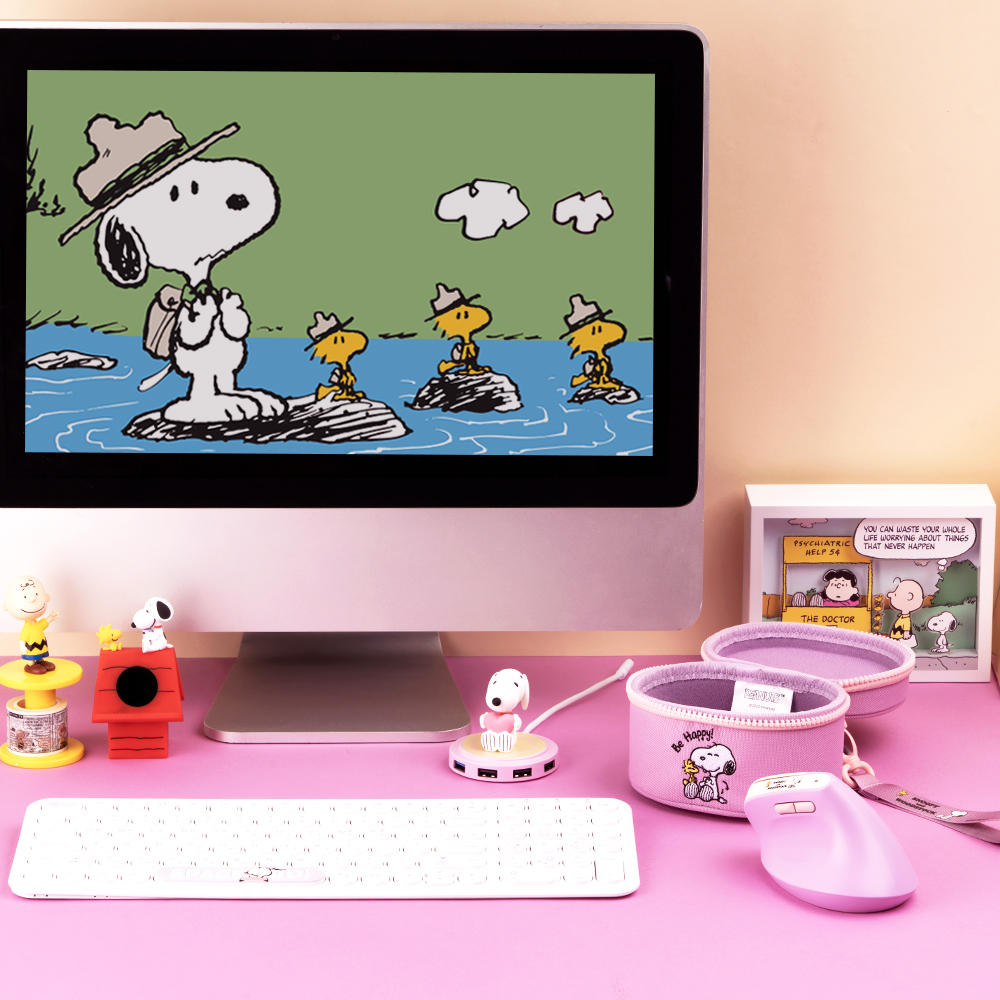 로이체 피너츠 스누피 인체공학 저소음 버티컬 충전식 무선 마우스 + 파우치(Royche Peanuts Snoopy Ergonomic Silent Vertical Rechargeable Wireless Mouse + Pouch Set) - 5