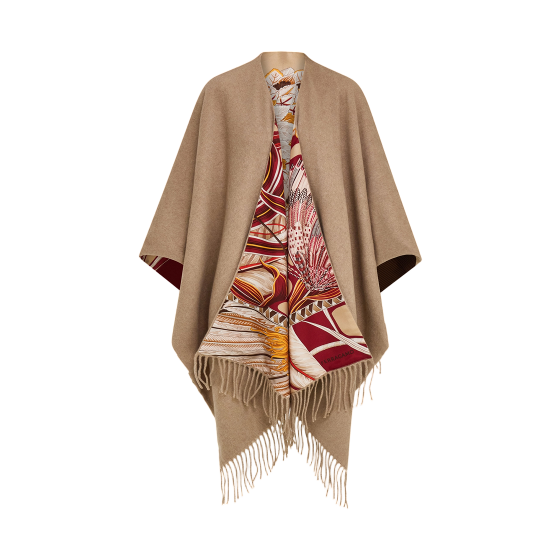 (W) 페라가모 캐시미어 실크 리버시블 케이프 베이지((W) Ferragamo Cashmere Silk Reversible Cape Beige)