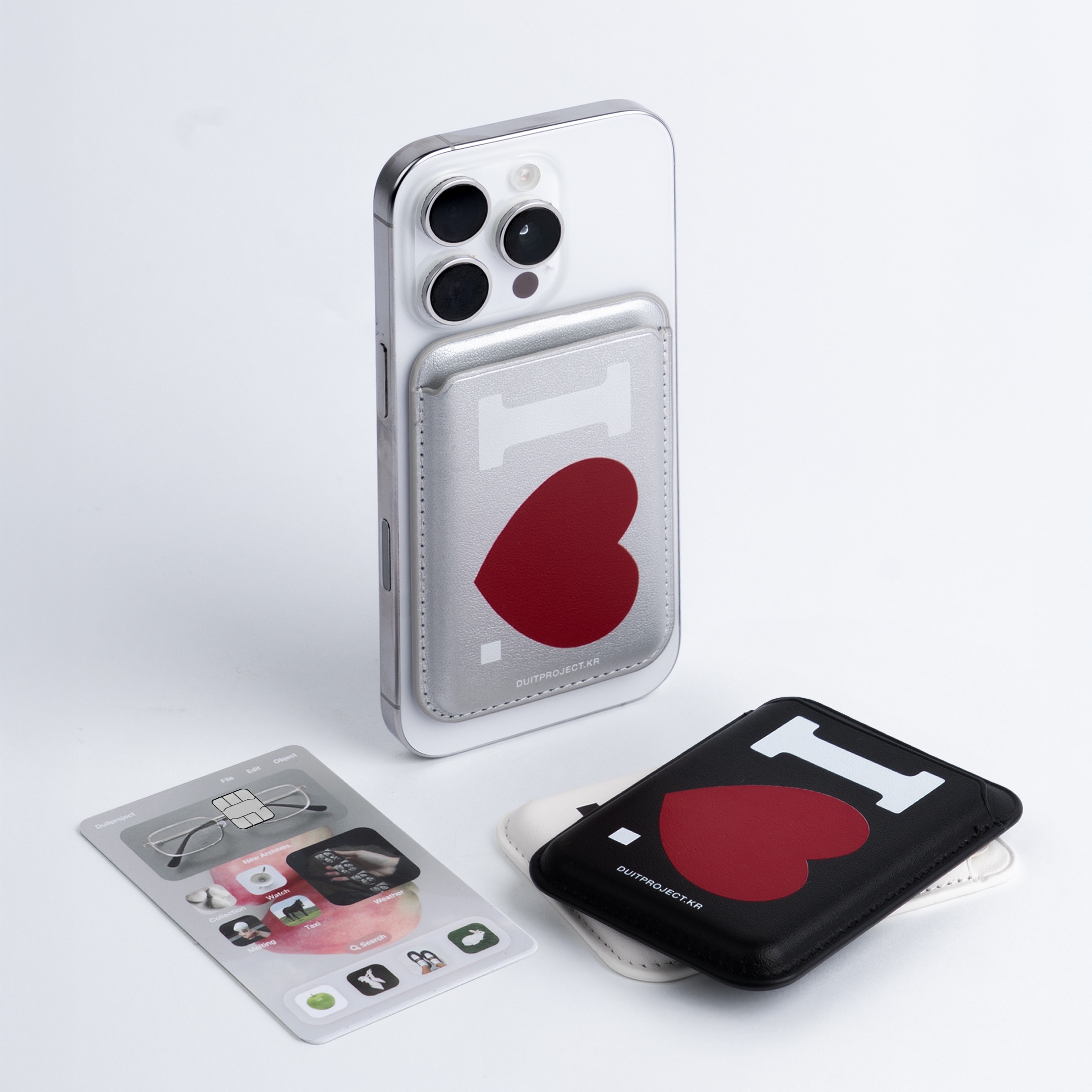 Duitproject I love Leather Pocket (S) Silver White, Duitproject I love Leather Pocket (B) 착용 스타일 - 1