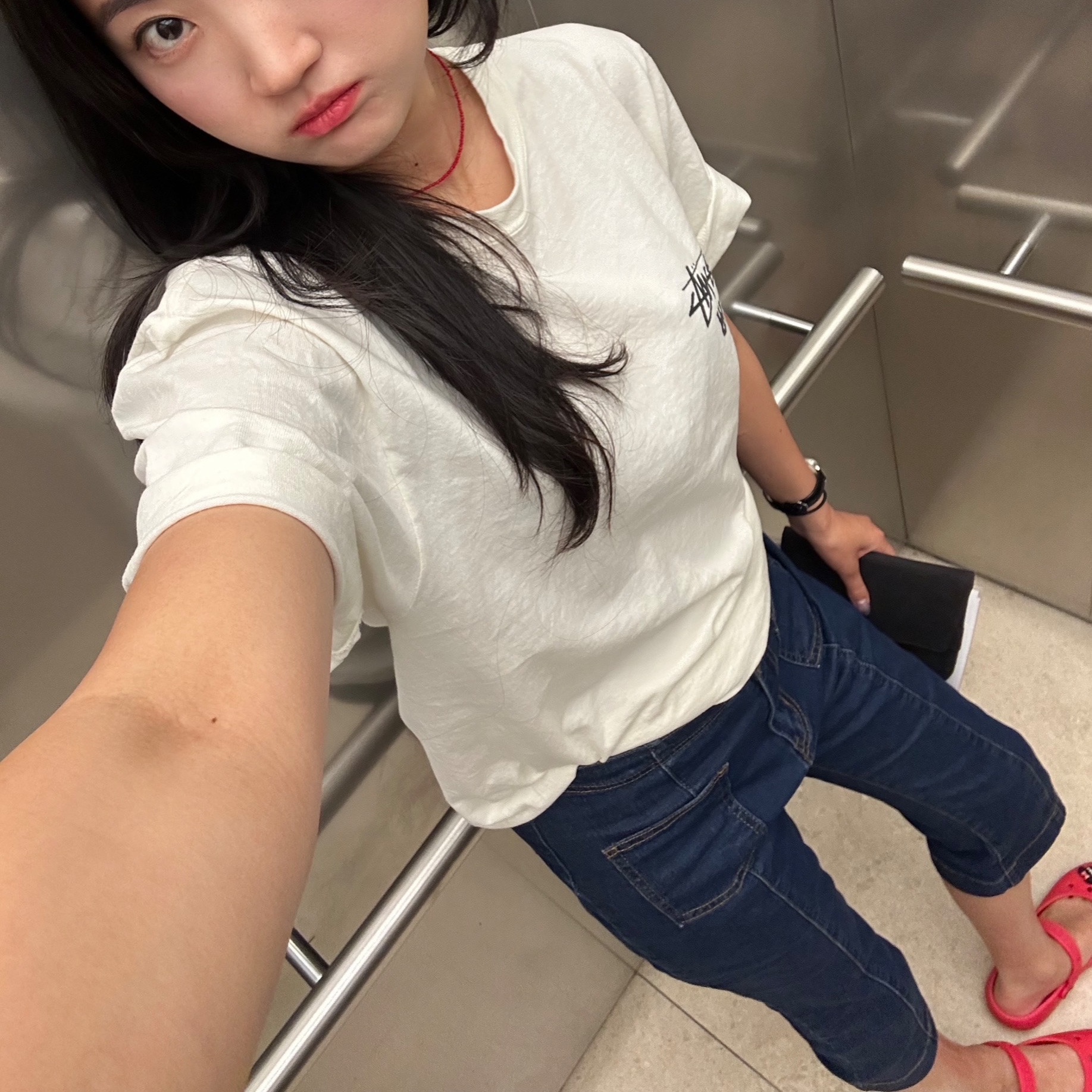 Stussy x Wales Bonner Ocean Song T-Shirt Ivory, (W) Crocs Classic Ballet Red 착용 스타일 - 4