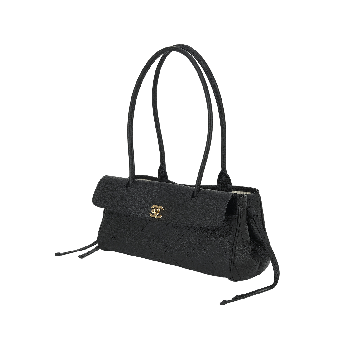 샤넬 스몰 쇼핑백 그레인드 카프스킨 & 골드 메탈 블랙(Chanel Small Shopping Bag Grained Calfskin & Gold Black) - 4