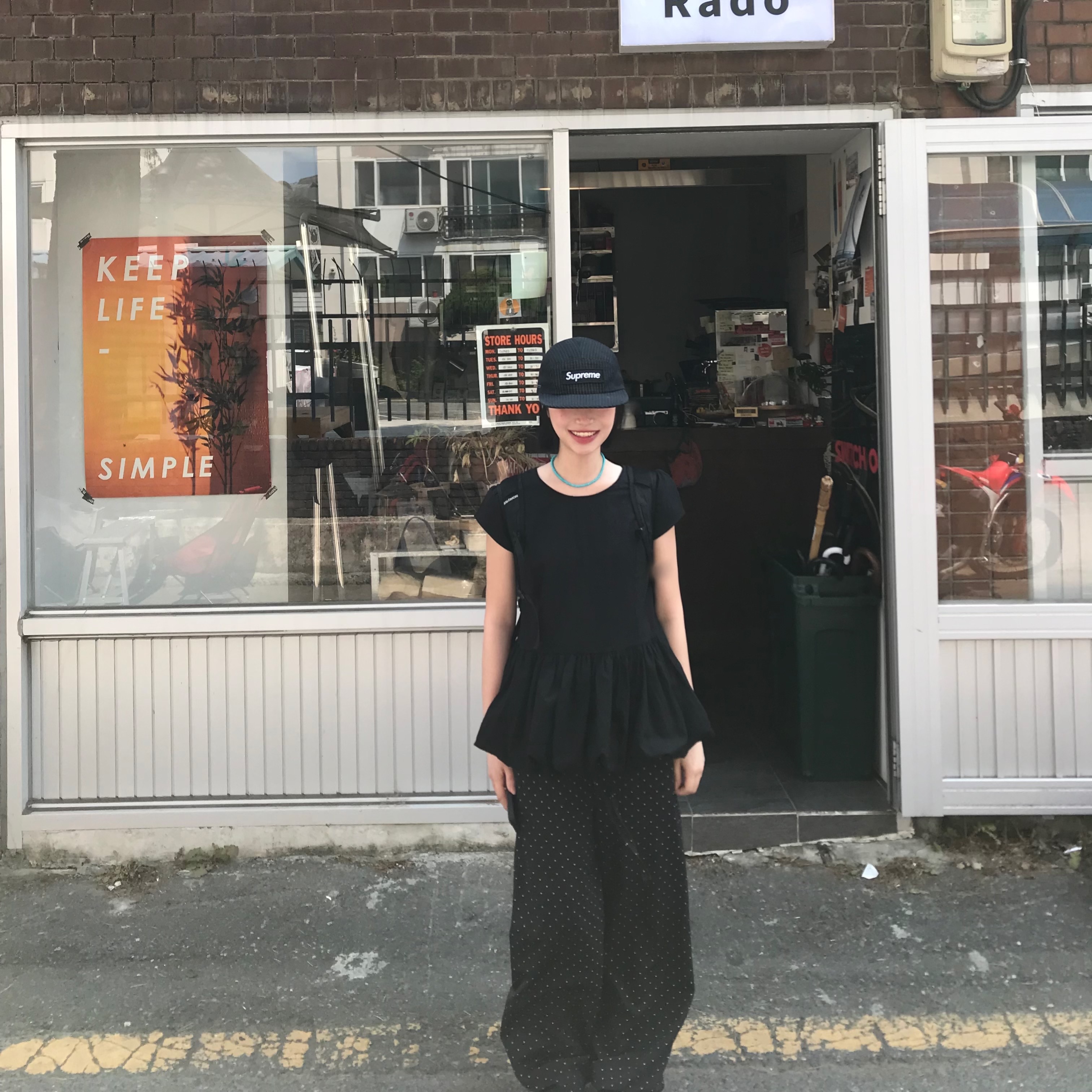 Supreme Washed Chino Twill Camp Cap Black - 24SS, Dr. Martens 1461 Quad Black 착용 스타일 - 4