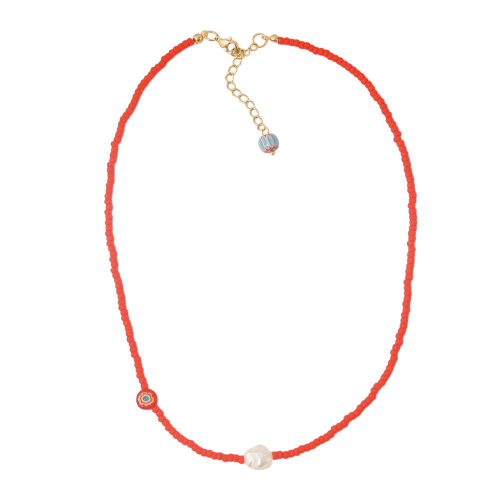 오브제213 레드 플라워 보헤미안 목걸이(OBJET213 Red Flower Bohemian Necklace (2 colors)) - 1