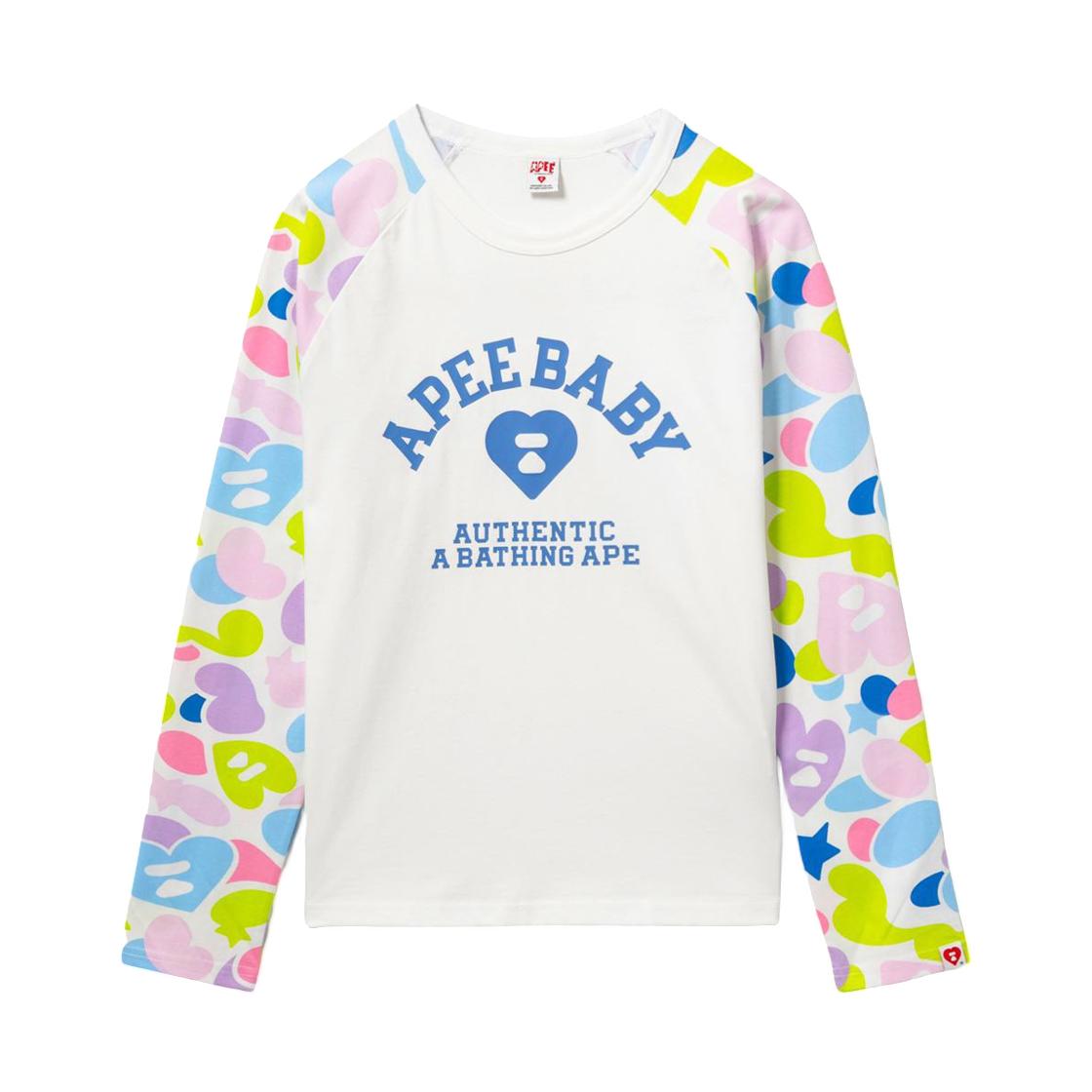 (W) 베이프 카모 슬리브 래글런 롱슬리브 티셔츠 멀티((W) BAPE Camo Sleeves Raglan L/S T-Shirt Multi)