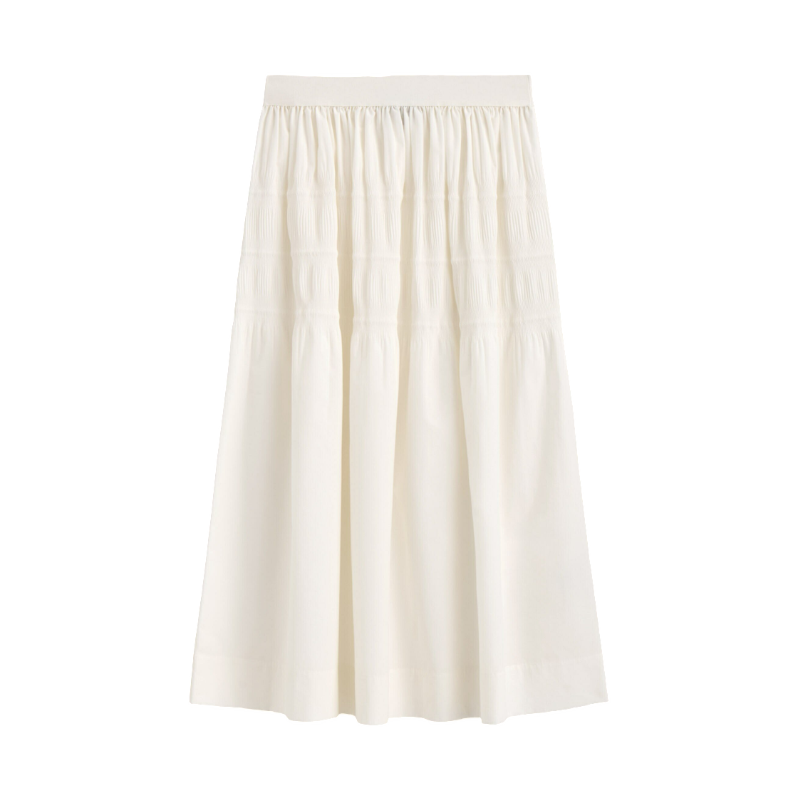 (W) 코스 티어드 개더드 미디 스커트 화이트((W) COS Tiered Gathered Midi Skirt White)