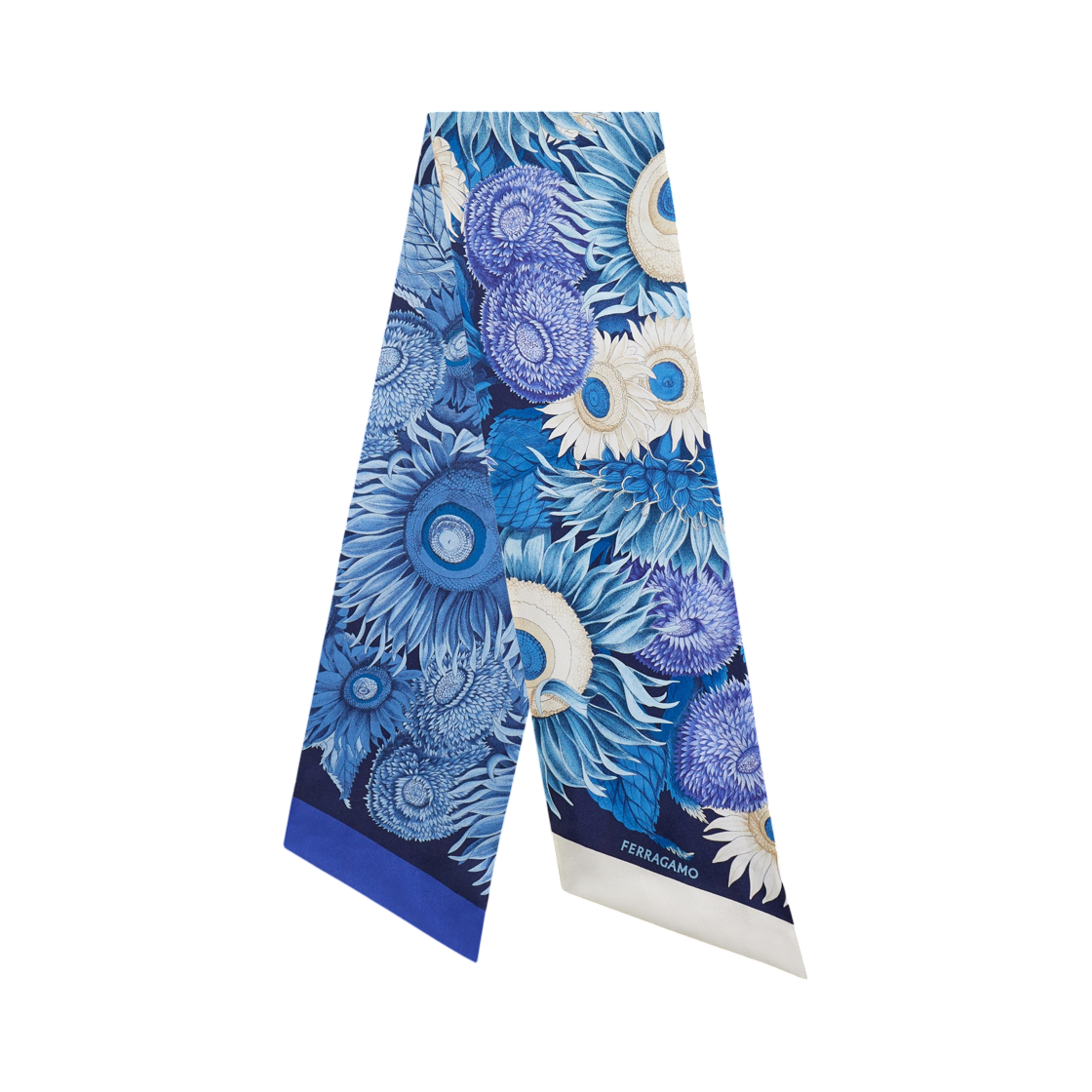 320973-780096 Ferragamo Sunflower Print Bandeau Marine Blue