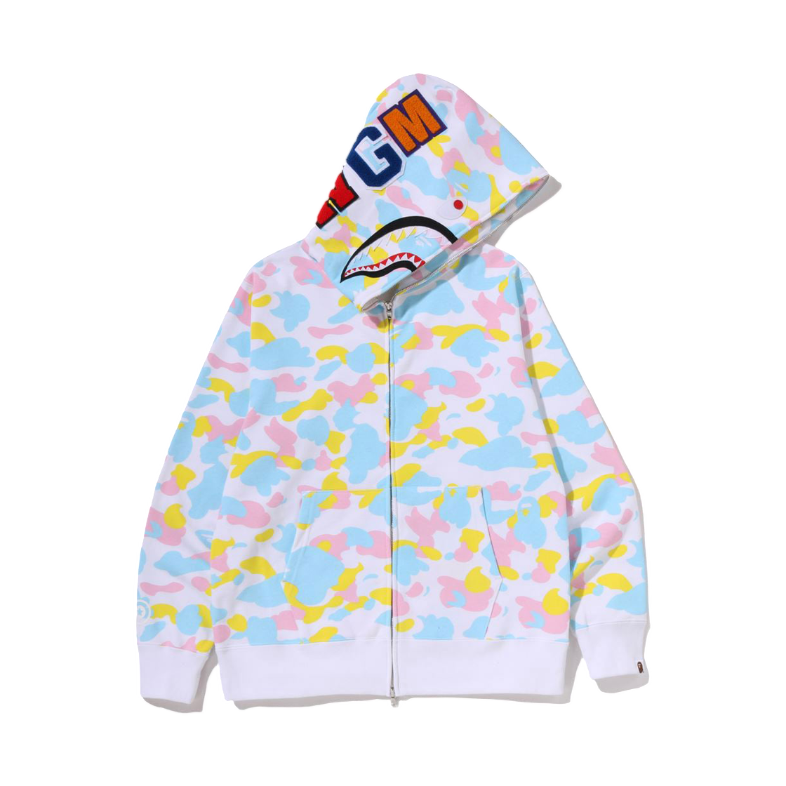 - BAPE New Multi Camo Shark Full Zip Hoodie White