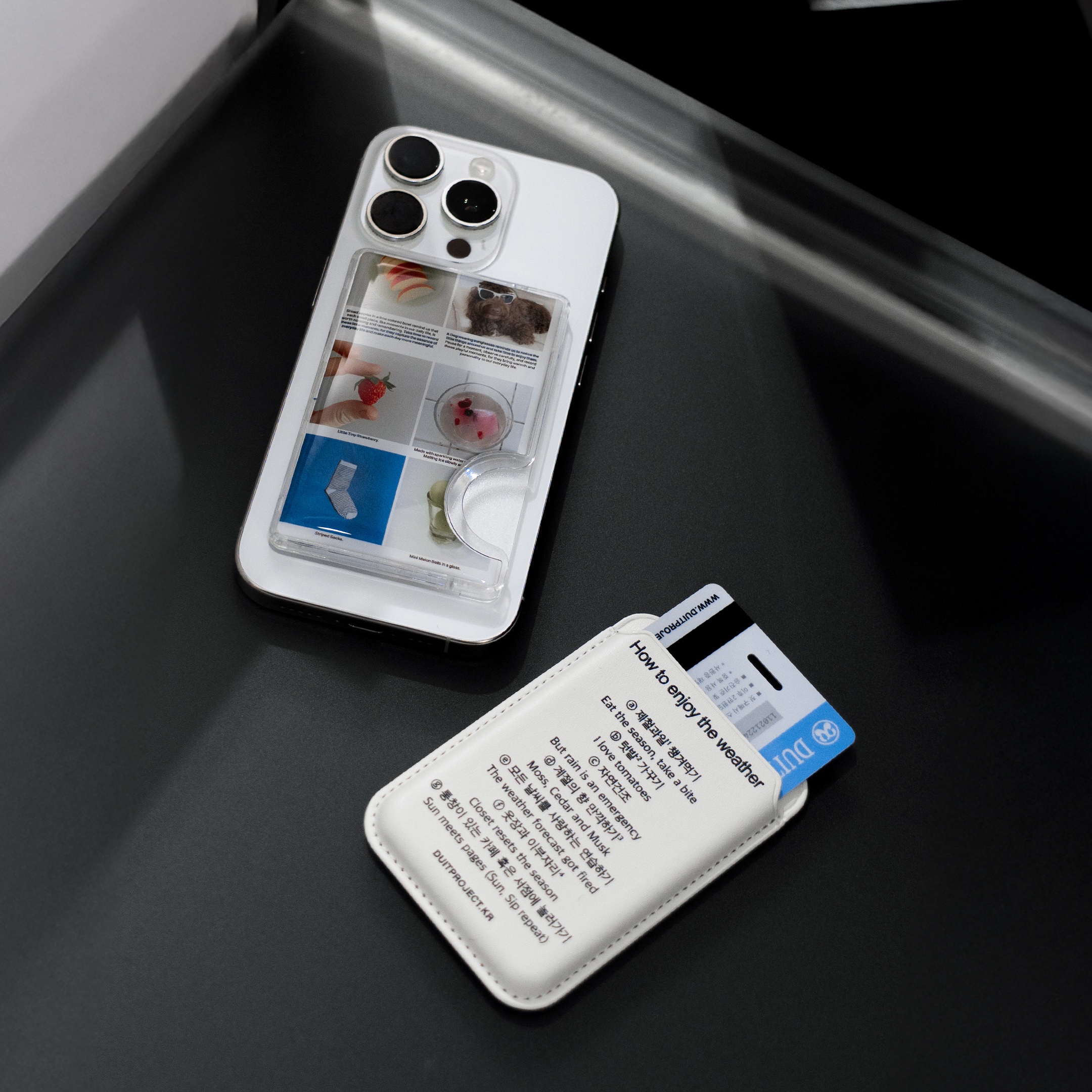 Duitproject Weather Leather Pocket (C), Duitproject Magsafe Fruits Pocket Epoxy 착용 스타일 - 2