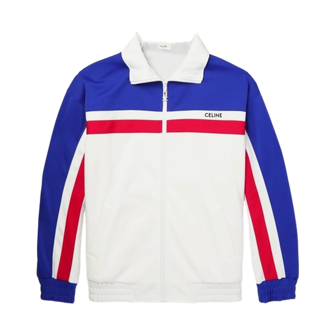 셀린느 로고 자수 스트라이프 트랙 자켓 화이트 네이비(Celine Logo Embroidered Striped Track Jacket White Navy) - 1