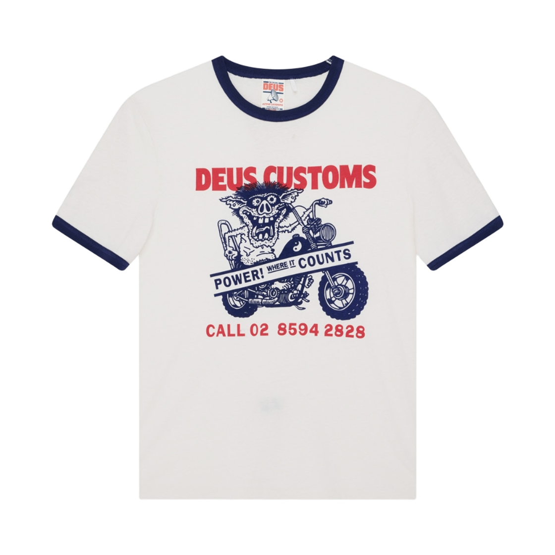 [6% 적립] 데우스 엑스 마키나 파워! 링거 티셔츠 아이보리([6% 적립] Deus Ex Machina Power! Ringer Tee Ivory)