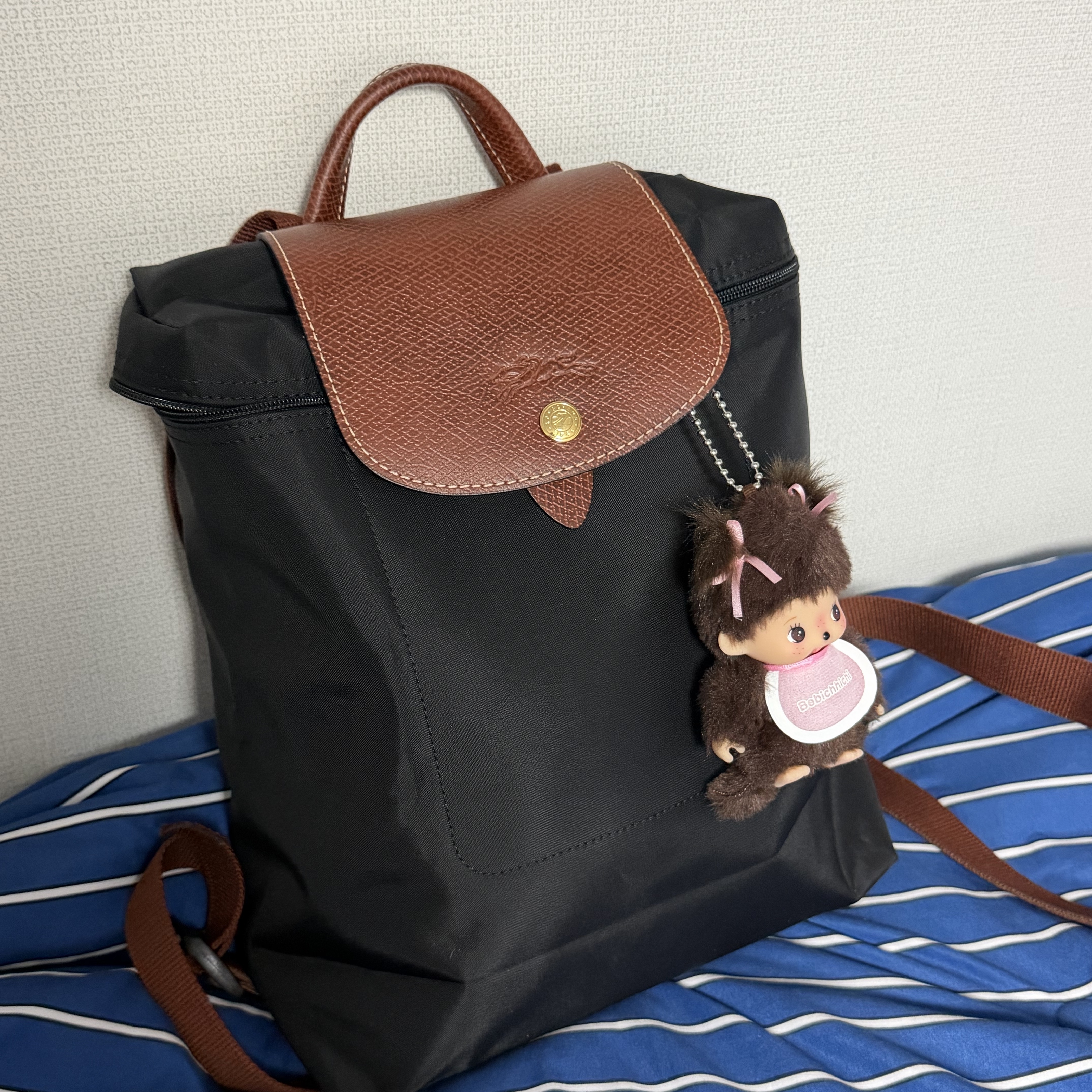 Longchamp Le Pliage Original M Backpack Black 착용 스타일