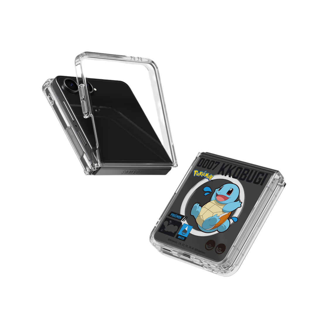 에스엘비에스 포켓몬 꼬부기 인덱스 클리어 마그넷 케이스 for Galaxy Z Flip7(SLBS Pokémon Squirtle Index Clear Magnet Case for Galaxy Z Flip7) - 2