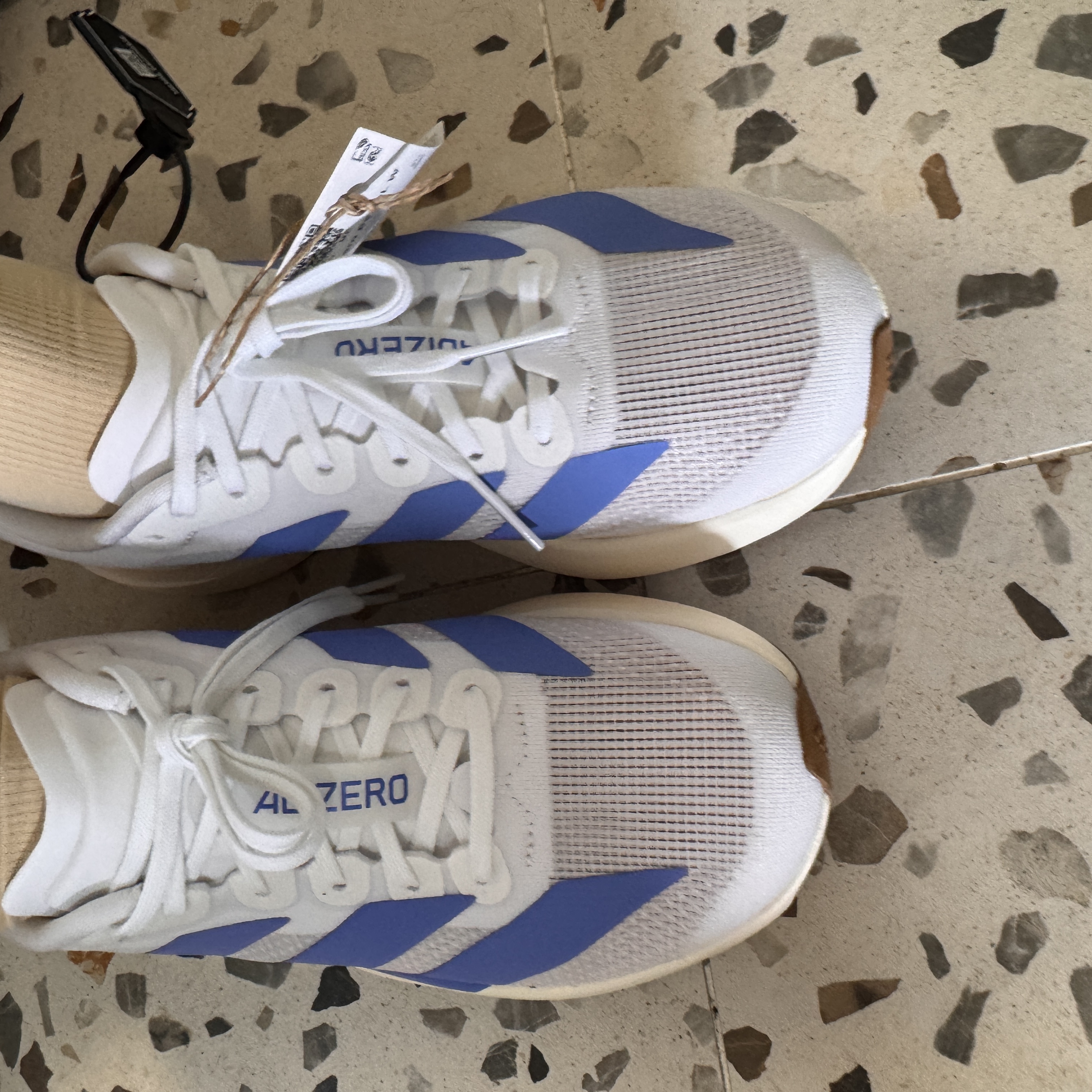 (W) Adidas Adizero Evo SL Cloud White Blue Fusion 착용 스타일