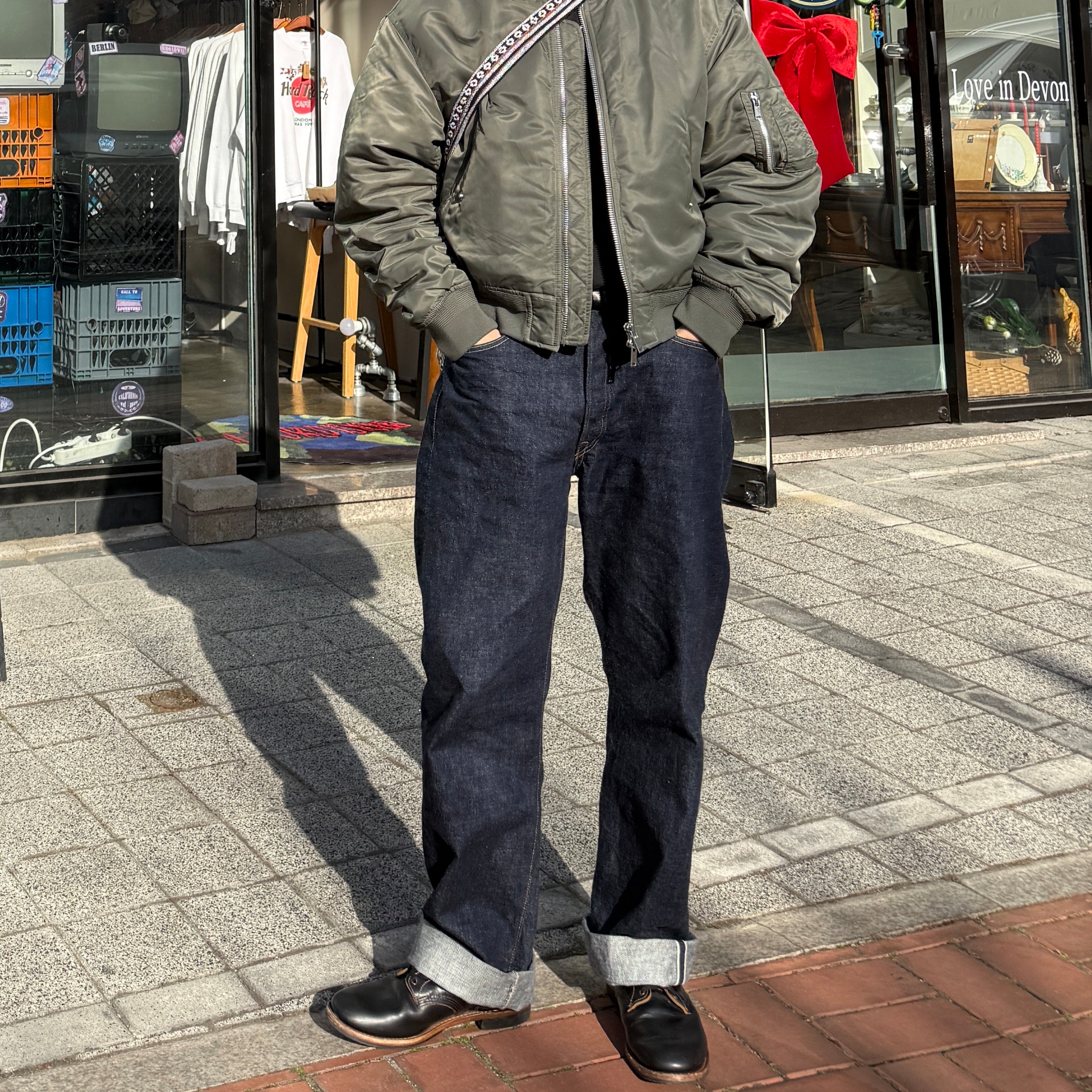 Red Wing  Beckman Flatbox 9060 Black Klondike - D, Fullcount 0105W Wide Denim One Wash Indigo Blue 착용 스타일