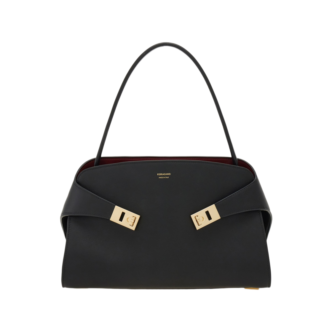 페라가모 허그 소프트 바이컬러 숄더백 M 블랙 버건디(Ferragamo Hug Soft Bicolor Shoulder Bag M Black Burgundy)
