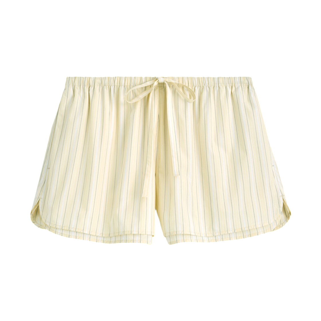 (W) 코스 레이어드 드로우스트링 코튼 포플린 쇼츠 옐로우 스트라이프((W) COS Layered Drawstring Cotton Poplin Shorts Yellow Stripe)