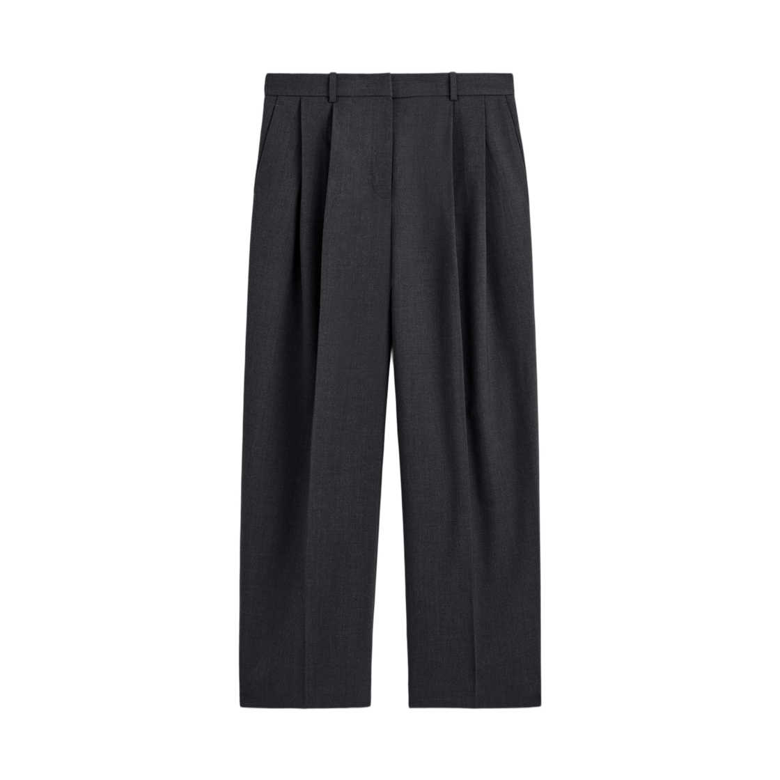 (W) 코스 릴랙스드 트윌 와이드 레그 트라우저 다크 그레이((W) COS Relaxed Twill Wide Leg Trousers Dark Grey)
