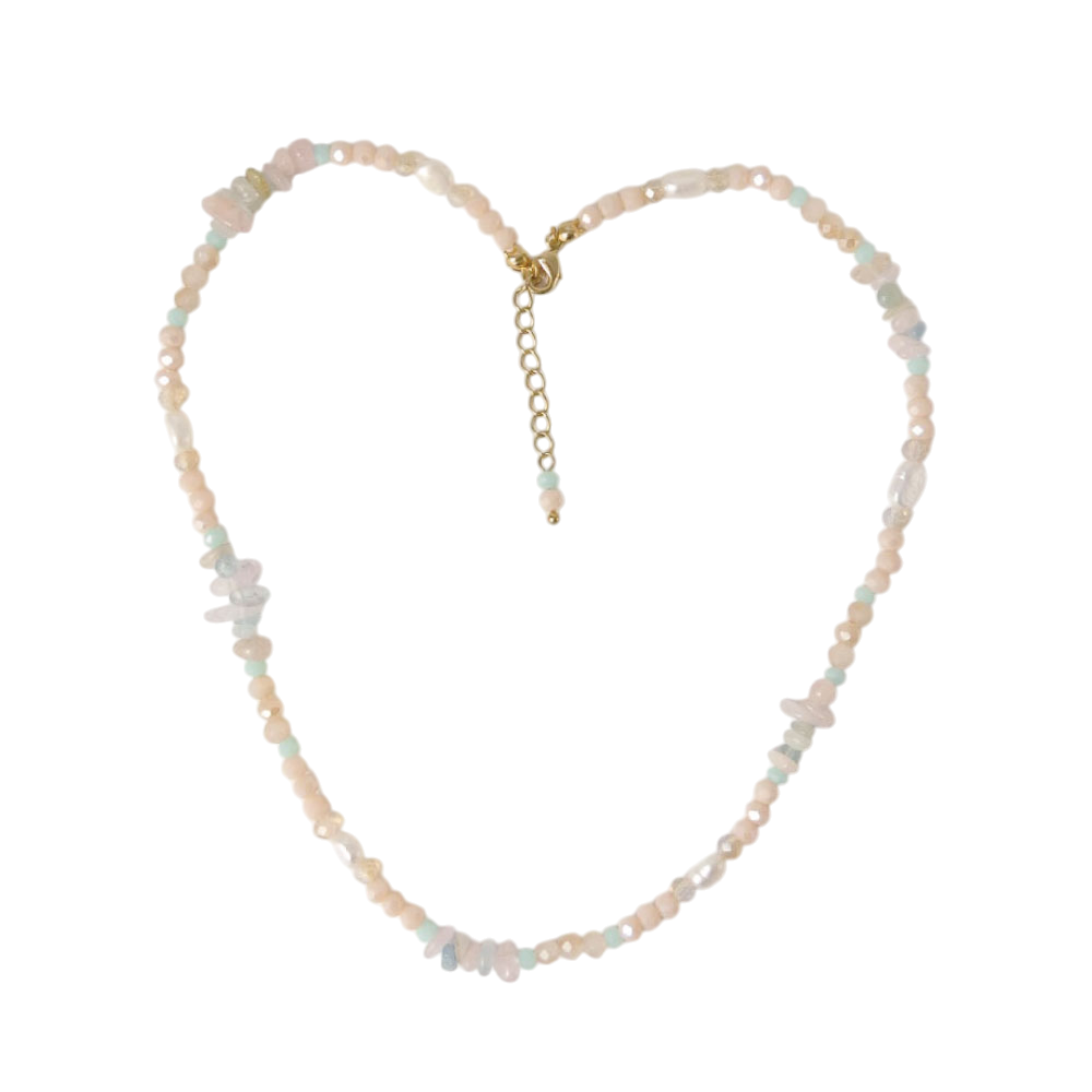 오브제213 지그재그 파스텔 내츄럴 스톤 넥클리스(OBJET213 Zigzag Pastel Natural Stone Necklace)