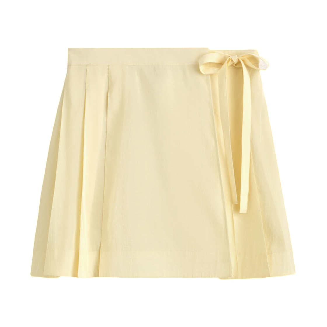 (W) 코스 플리티드 랩 오버 미니 스커트 버터 옐로우((W) COS Pleated Wrap Over Mini Skirt Butter Yellow) - 1