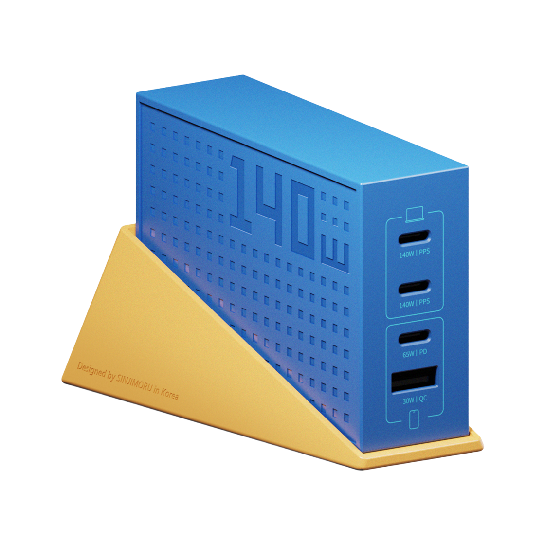신지모루 140W 접지 4포트 GaN PD3.1 멀티 핸드폰 고속 충전기 멀티탭 블루(SINJIMORU 140W Grounded 4-Port GaN PD3.1 Multi Mobile Phone Fast Charger Power Strip Blue)