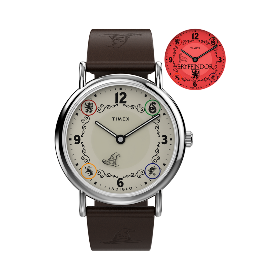 타이맥스 x 해리포터 위켄더 그리핀도르 하우스 38mm 레더 스트랩 워치 크림 브라스(Timex x Harry Potter Weekender Gryffindor House 38mm Leather Strap Watch Cream Brass)