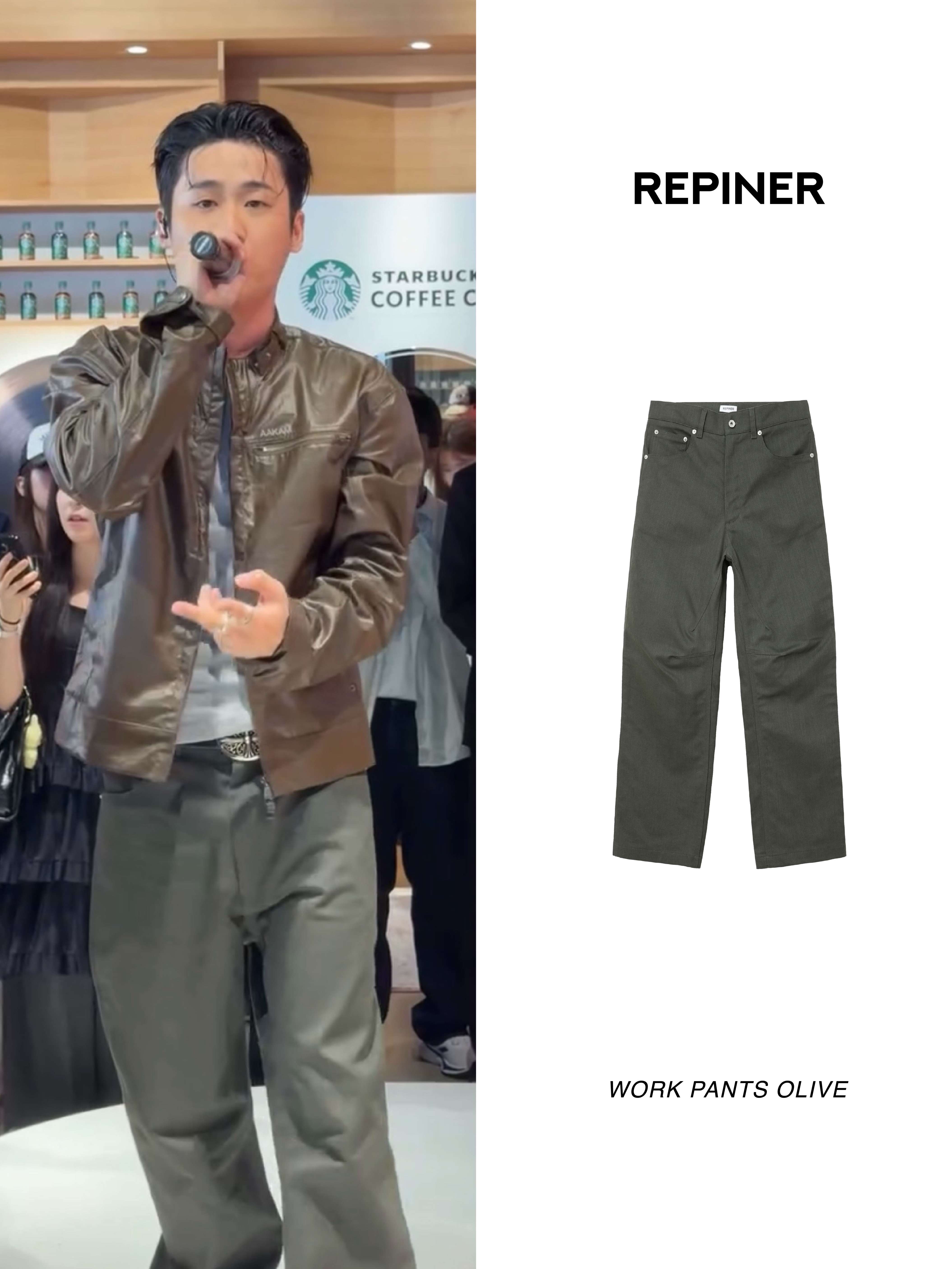 REPINER Work Pants Olive 착용 스타일 - 2
