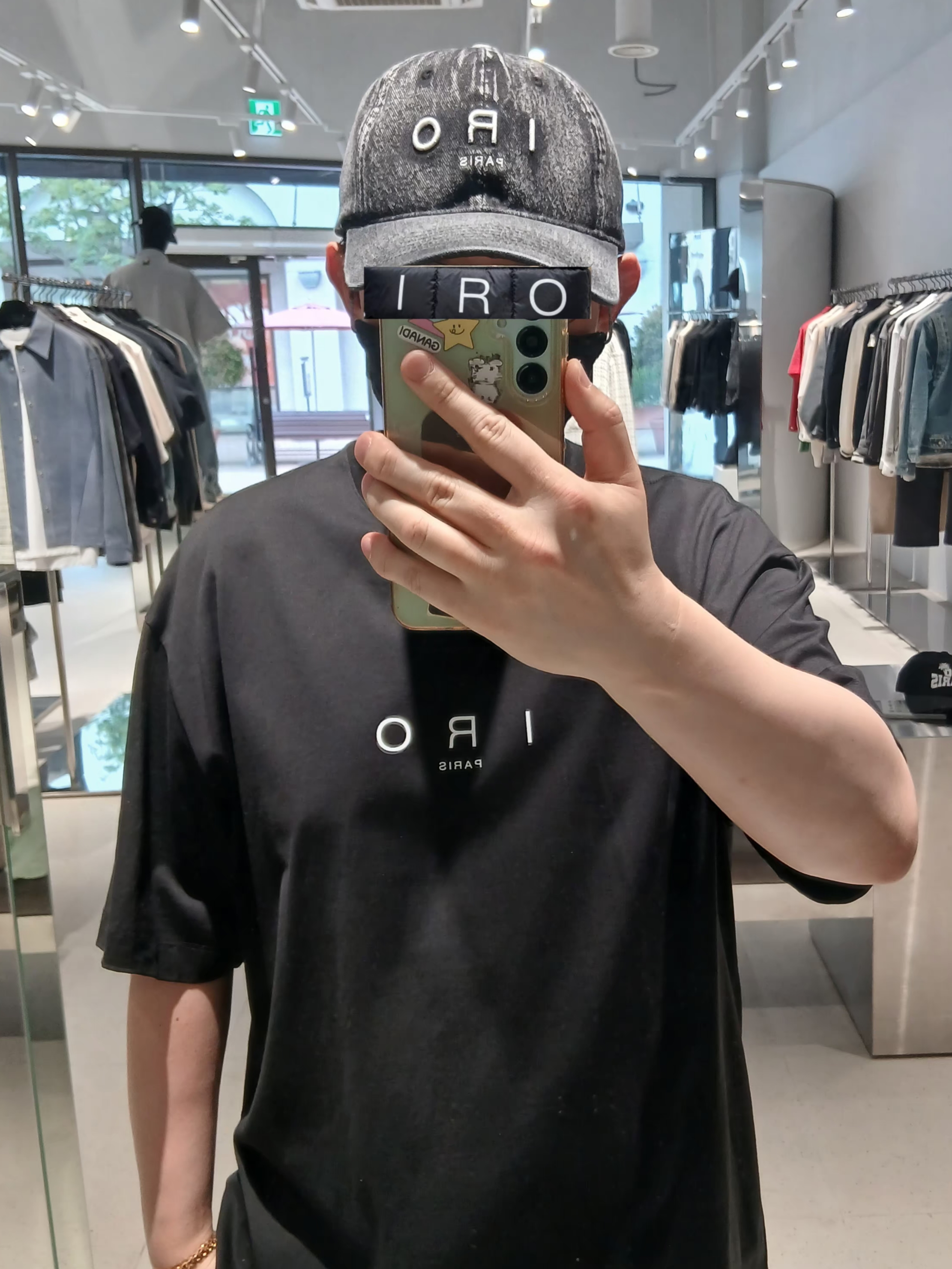 Iro Troyes Iro Logo Denim Ballcap Black, Iro Troyes Iro Logo Denim Ball Cap Black 착용 스타일 - 2