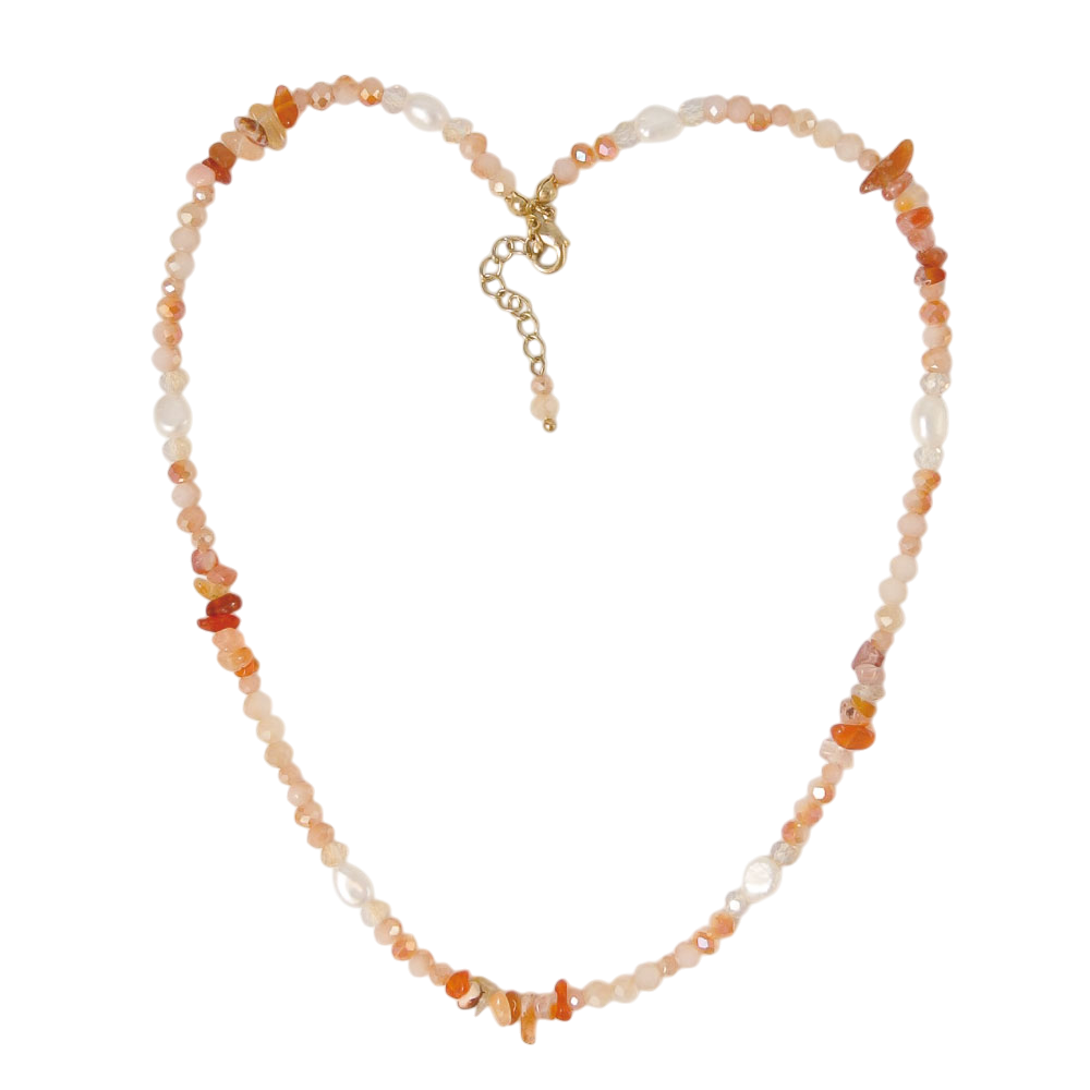 오브제213 지그재그 선셋 내츄럴 스톤 넥클리스(OBJET213 Zigzag Sunset Natural Stone Necklace)