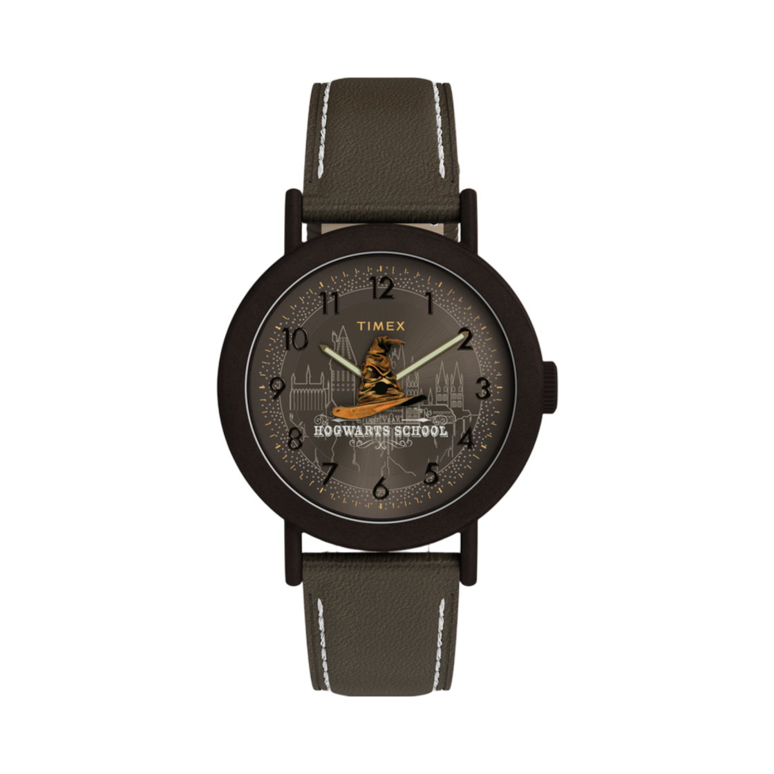 타이맥스 x 해리포터 위켄더 마법모자 37mm 레더 스트랩 워치 브라운 스테인리스 스틸(Timex x Harry Potter Weekender Sorting Hat 37mm Leather Strap Watch Brown Stainless Steel) - 1
