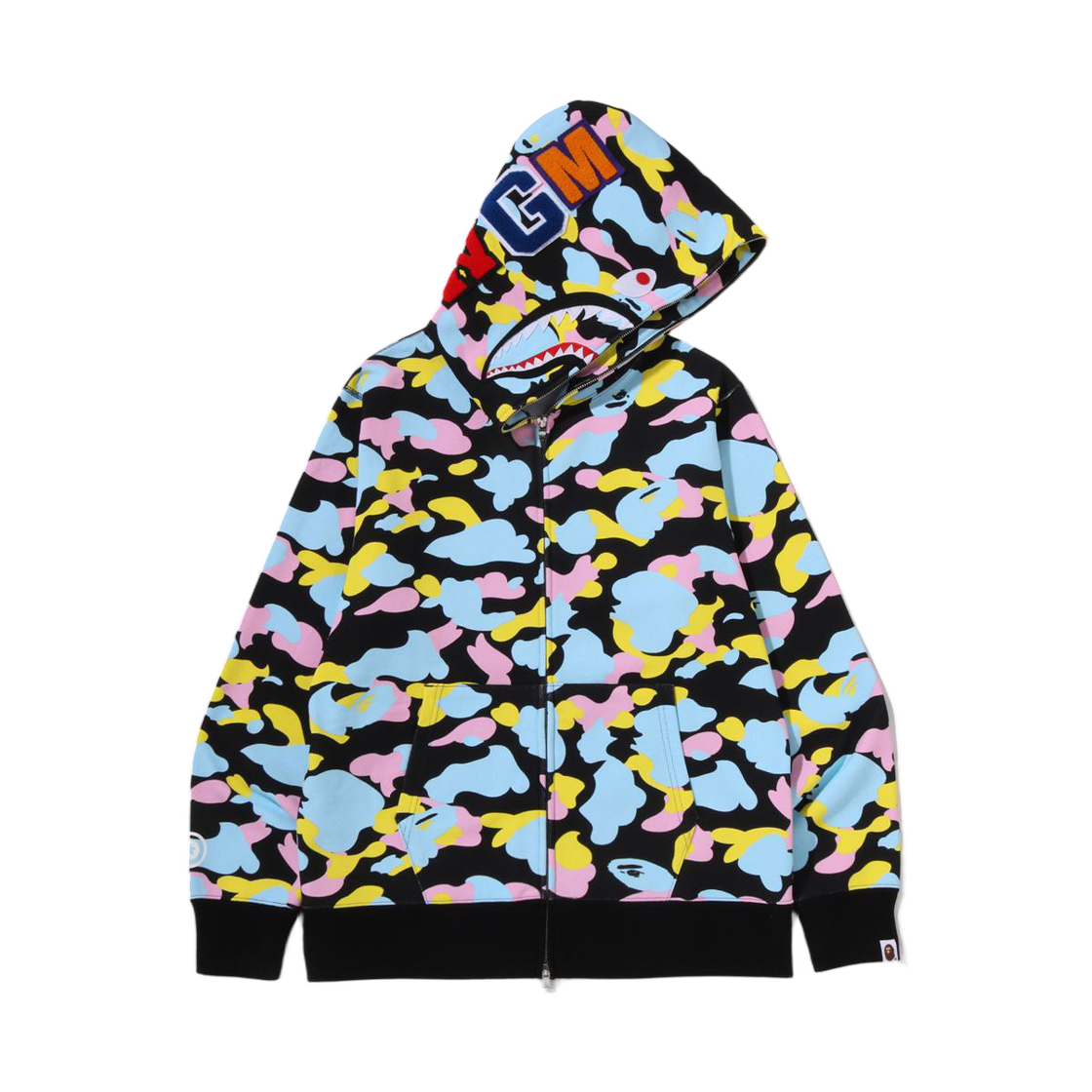- BAPE New Multi Camo Shark Full Zip Hoodie Black