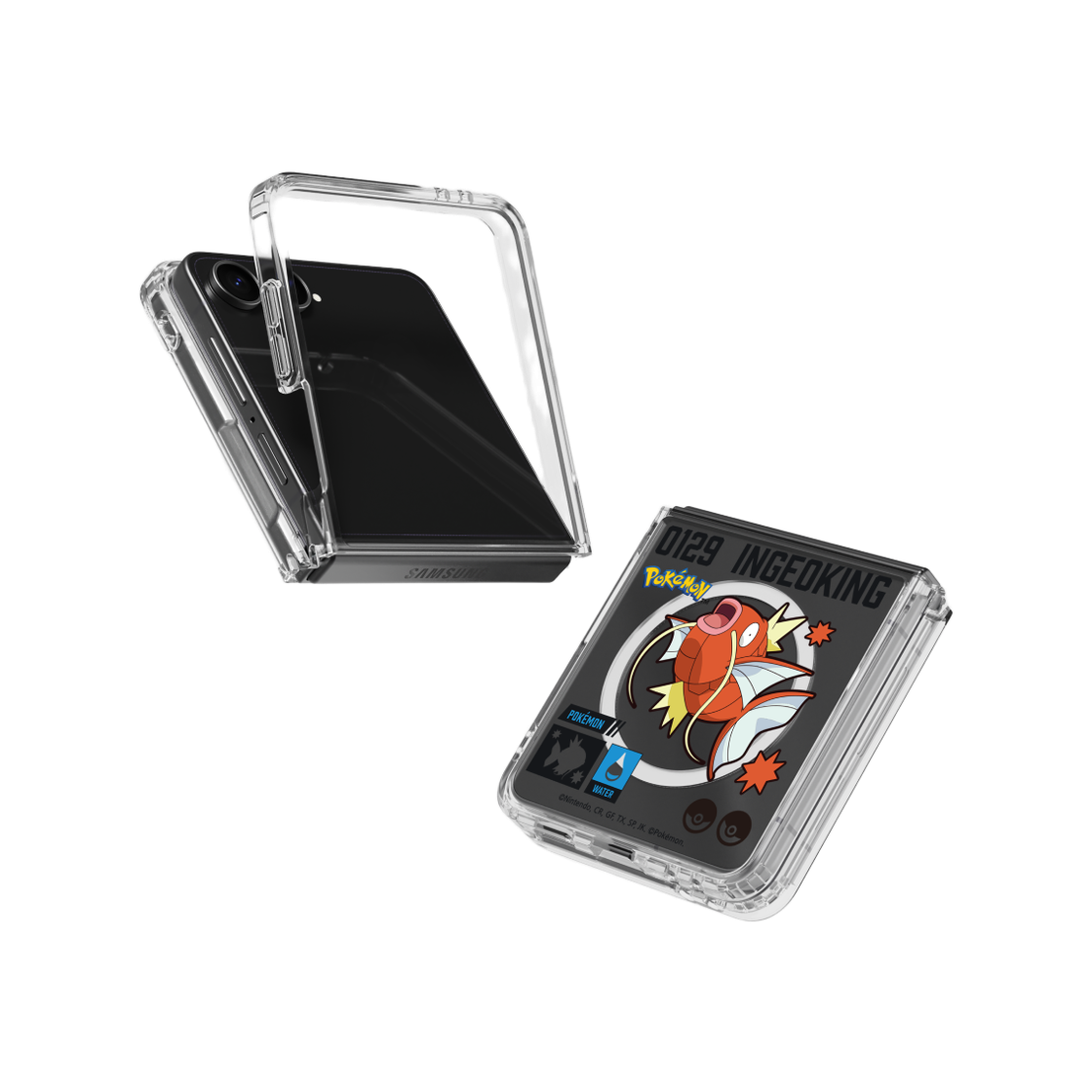에스엘비에스 포켓몬 잉어킹 인덱스 클리어 마그넷 케이스 for Galaxy Z Flip7 Flip8(SLBS Pokémon Magikarp Index Clear Magnet Case for Galaxy Z Flip7) - 3
